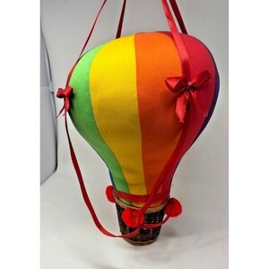 vintage Hanging musical stuffed Rainbow hot air balloon